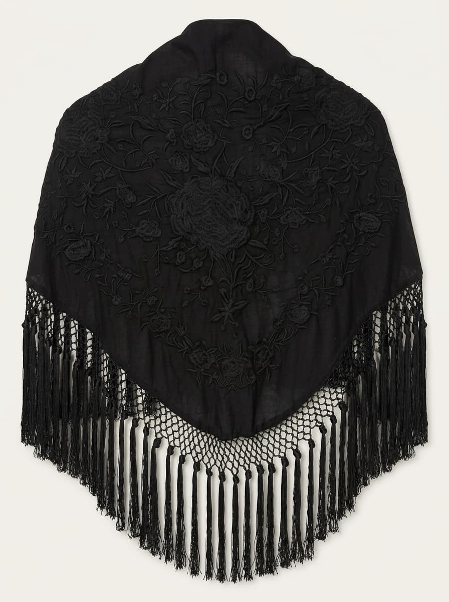 Mantón Negro Bordado