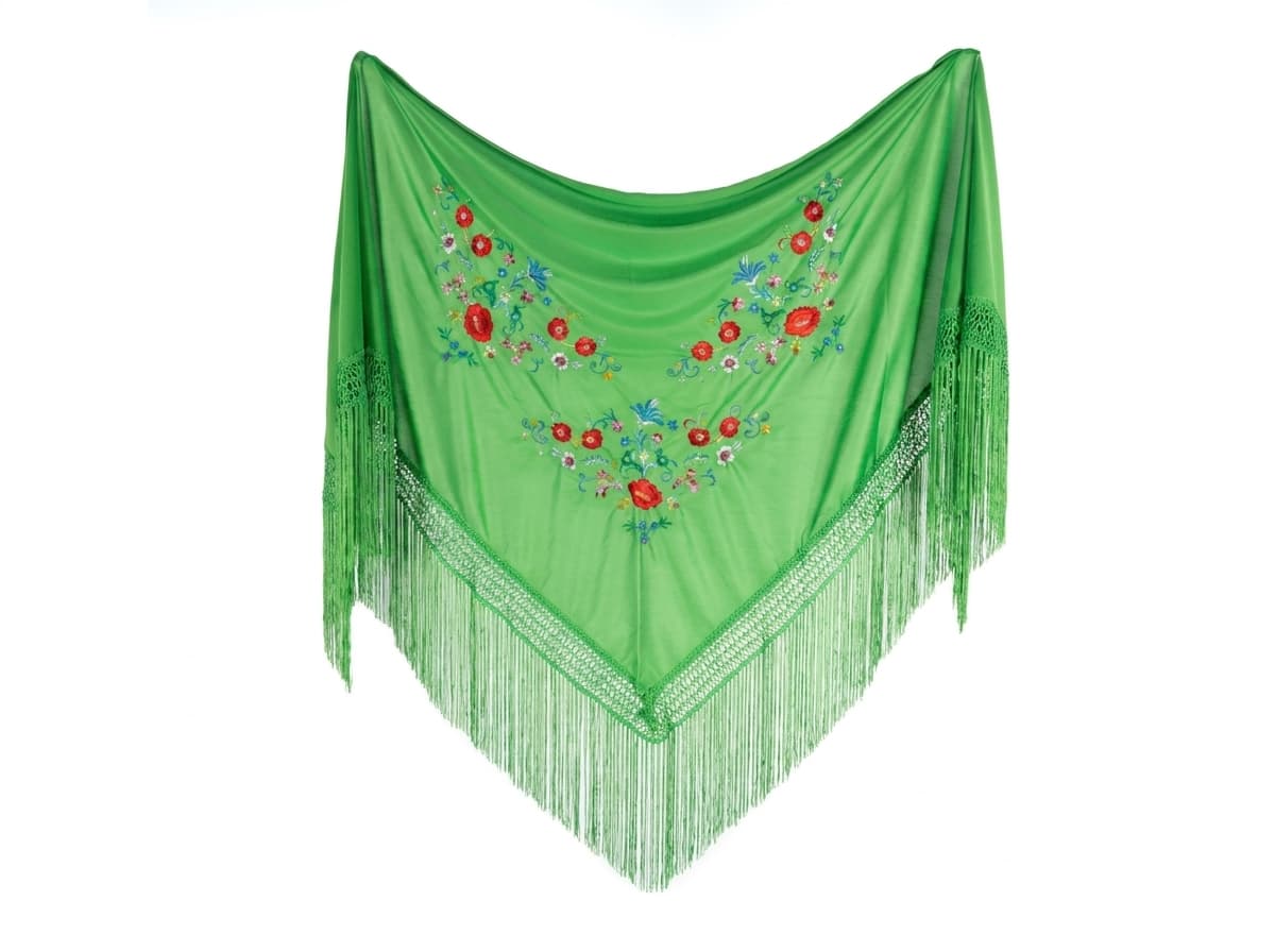 Mantón Bordado Verde