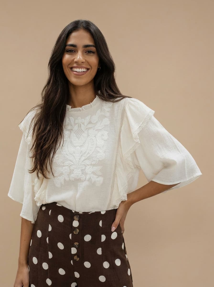 Blusa Bordada con Mangas