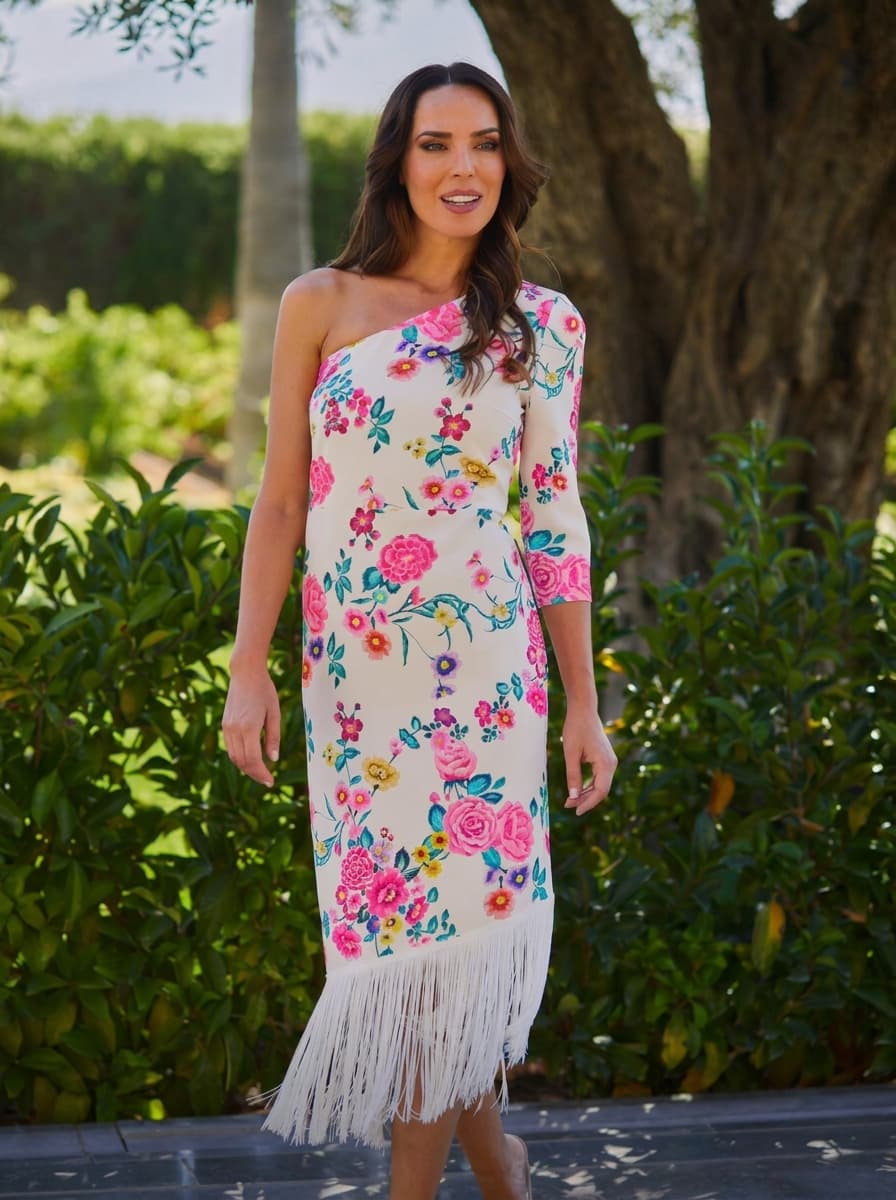 Vestido Floral con Flecos